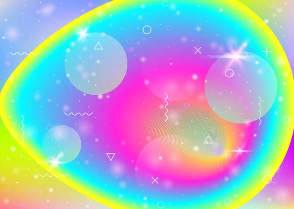 Gradients vibrants sur fond arc-en-ciel. Fluide dynamique holographique. Hologramme de Cosmos. — Image vectorielle