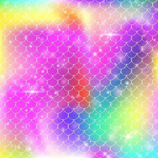 Princess γοργόνα φόντο με kawaii μοτίβο κλίμακες ουράνιο τόξο. — Διανυσματικό Αρχείο