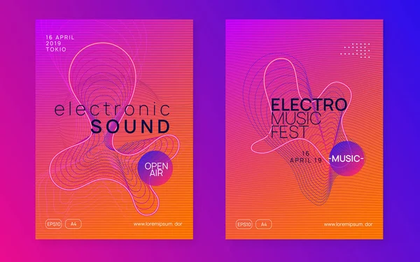 Neon Club broşürü. Elektro dans müziği. Trance parti DJ 'i. Elektronik ses festivali. Tekno olay posteri. — Stok Vektör