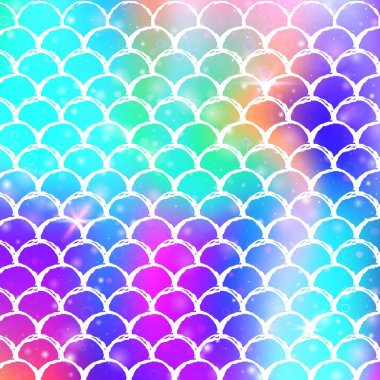 Kawaii mermaid background with princess rainbow scales pattern. clipart
