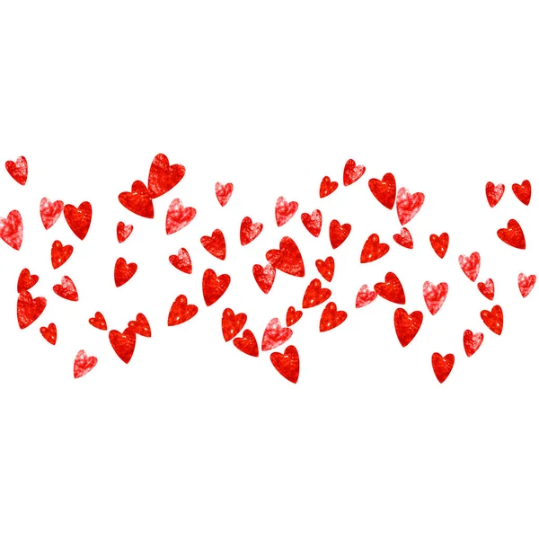 Pembe kalpli sevgililer günü arkaplanı. 14 Şubat günü. Sevgililer Günü için vektör konfetisi. Grunge el çizimi dokusu. — Stok Vektör