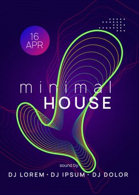 Neon Club broşürü. Elektro dans müziği. Trance parti DJ 'i. Elektronik