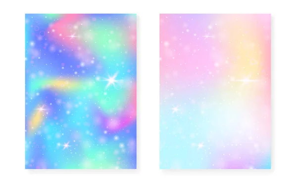 Prinzessin Hintergrund mit kawaii Regenbogengradienten. Magisches Einhorn-Hologramm. — Stockvektor