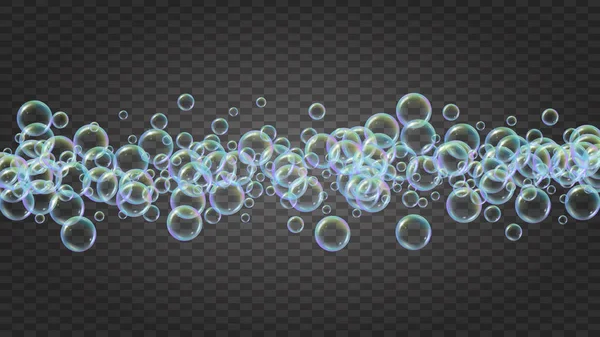 Suds bubble. Detergent bath foam and soap for bathtub. Shampoo. — Stock Vector