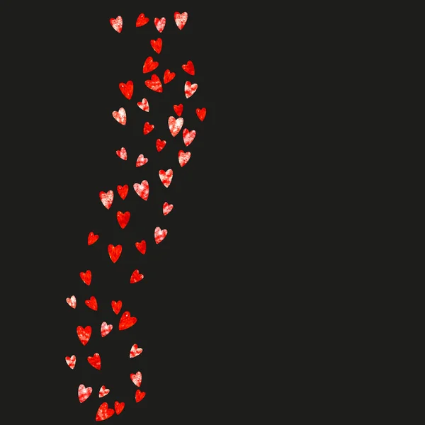 Heart Border Achtergrond Met Roze Glitter Valentijnsdag Vectorconfetti Handgetekende Textuur — Stockvector