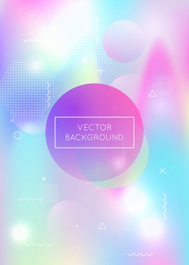 Sıvı şekilli Bauhaus arkaplanı. Gradyan memphis elementleriyle dinamik holografik sıvı.