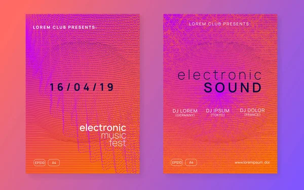 Neon club flyer. Electro dance music. Trance party dj. Electroni