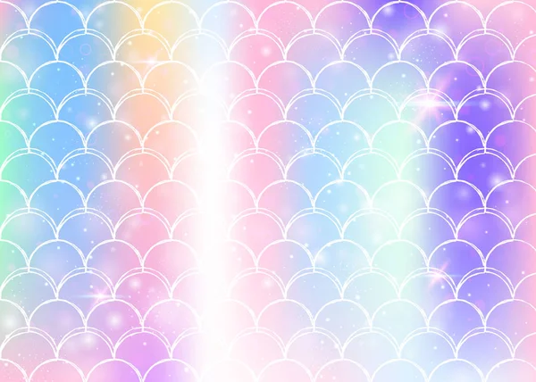 プリンセス人魚の背景とともにかわいい虹のスケールパターン. — ストックベクタ