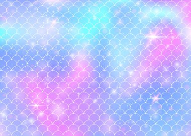 Princess mermaid background with kawaii rainbow scales pattern. clipart