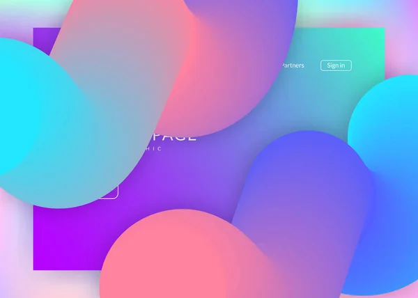 Landing Page mit flüssigen dynamischen Elementen und flüssigen Formen. — Stockvektor