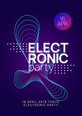 Neon Club broşürü. Elektro dans müziği. Trance parti DJ 'i. Elektronik ses festivali. Tekno olay posteri.