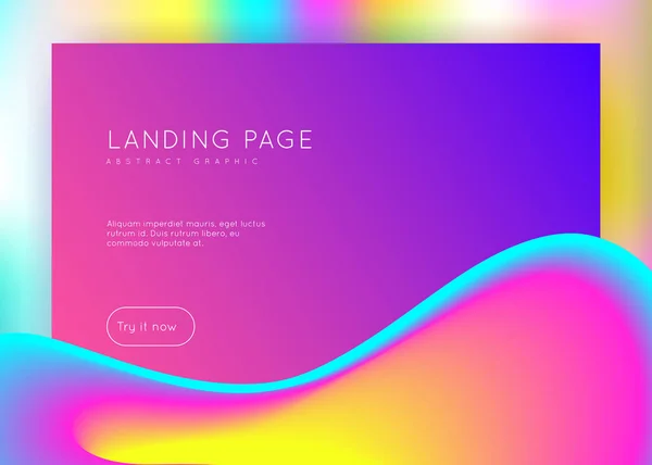 Liquid fluid with dynamic elements and shapes. Landing page. — Stock Vector