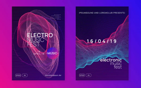 Neon Edm broşürü. Elektro trans müzik. Tekno DJ partisi. Elektronik