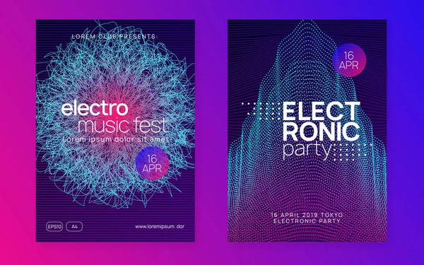 Neon-Club-Flyer. Elektro-Tanzmusik. Trance-Party-DJ. Elektronik — Stockvektor