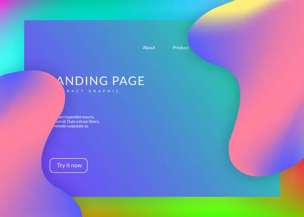 Fluido líquido com elementos dinâmicos e formas. Página de aterragem. — Vetor de Stock