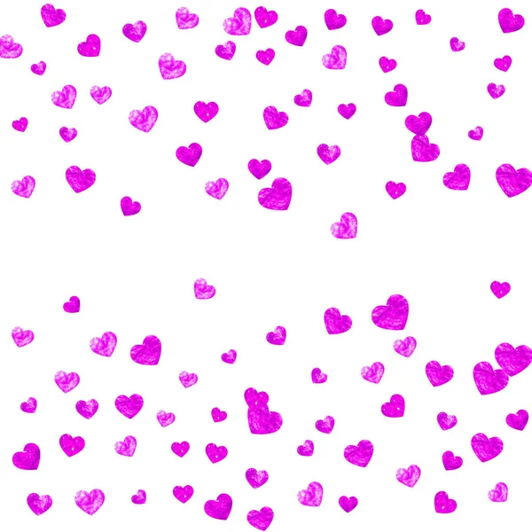 Moeders dag achtergrond met roze glitter confetti. Geïsoleerde hart symbolen in roze kleur. — Stockvector