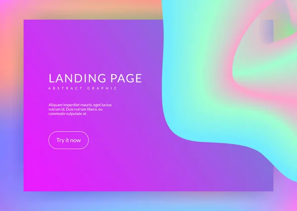 Landing Page mit flüssigen dynamischen Elementen und flüssigen Formen. — Stockvektor