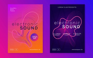 Soyut müzik broşürü. Tekno DJ partisi. Elektro dans etkinliği. Elektronik trans sesi. Kulüp posteri.