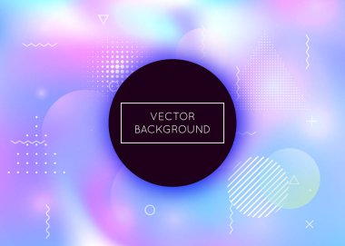 Sıvı sıvıyla dinamik bir arka plan. Memphis elementleriyle holografik bauhaus gradyanı.