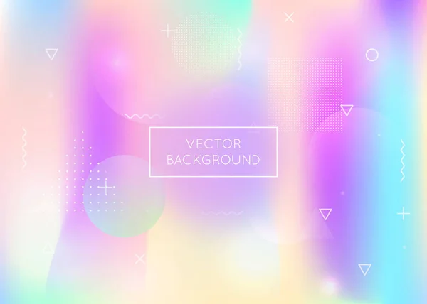 Bauhaus background with liquid shapes. Dynamic holographic fluid with gradient memphis elements. — Stock Vector