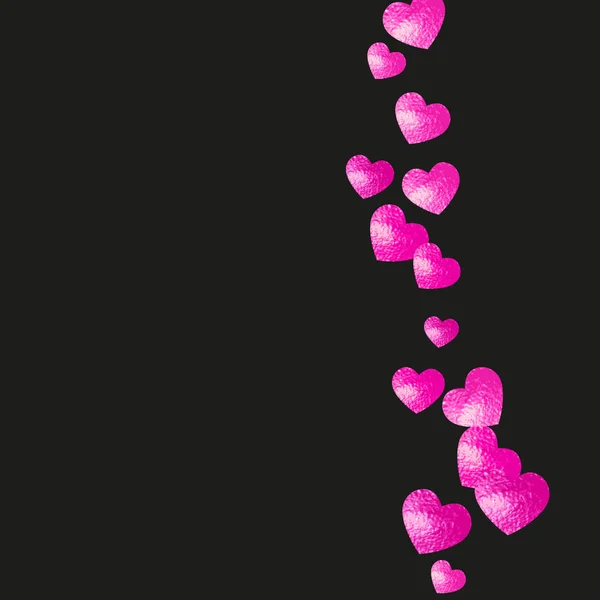 Matky na denním pozadí s růžovým třpytičním konfety. Izolované symboly srdce v růžové barvě. — Stockový vektor