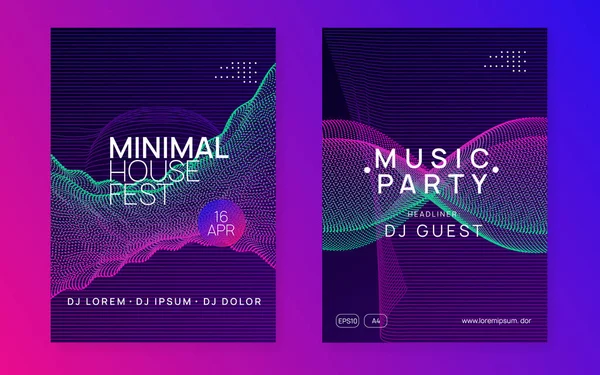 Neon club flyer. Electro dance music. Trance party dj. Electroni — Stock Vector