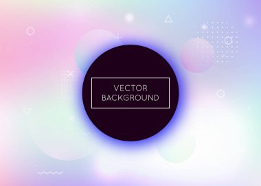 Sıvı, arka planı sıvı dinamik elementlerle şekillendirir. Memphis ile Holografik Bauhaus gradyanı.