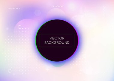 Sıvı sıvıyla dinamik bir arka plan. Memphis elementleriyle holografik bauhaus gradyanı.