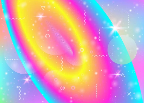 Fond dynamique fluide avec des gradients arc-en-ciel vibrants. Hologramme dynamique. Cosmos holographique. — Image vectorielle