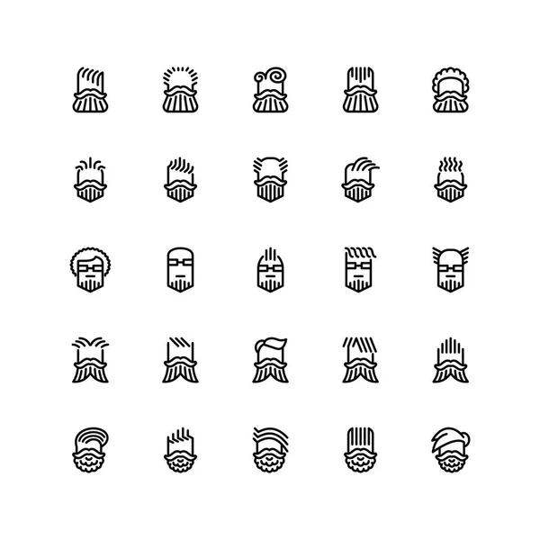 Vingt-cinq icônes de coupes de cheveux masculines, barbe, moustaches isolées sur fond blanc. Set style plat Emoji et avatars . — Image vectorielle