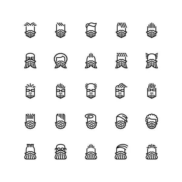 Veinticinco Iconos Cortes Pelo Masculinos Barba Bigotes Aislados Sobre Fondo — Vector de stock