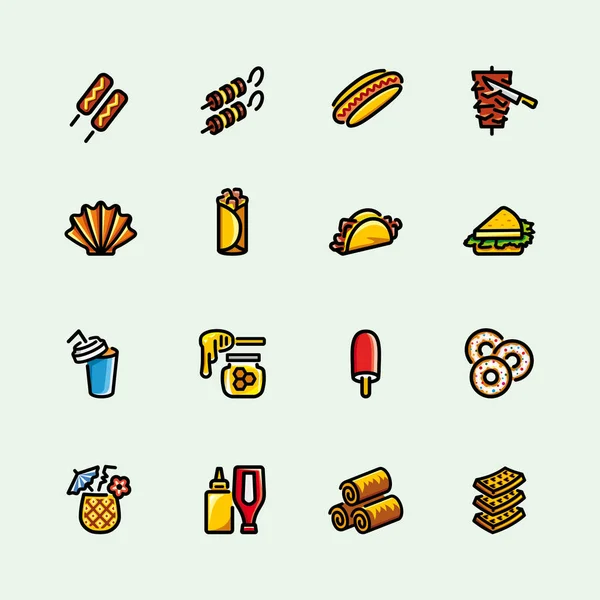 Conjunto de ícones para alimentos e bebidas — Vetor de Stock