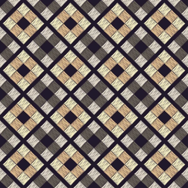 Naadloze Abstracte Geometrische Patroon Textuur Van Ruit Lijnvoering Hand Broedeieren — Stockvector