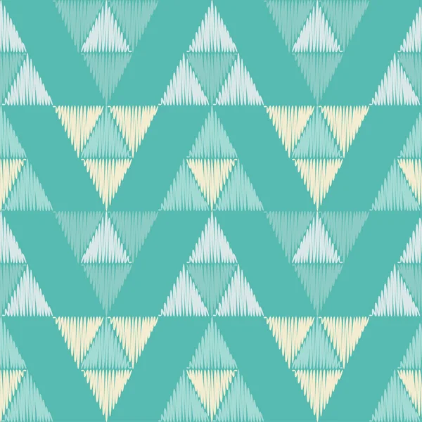 Bezszwowe Abstrakcyjny Wzór Geometryczny Tekstura Trójkątów Haft Tkaninie Brushwork Ręka — Wektor stockowy
