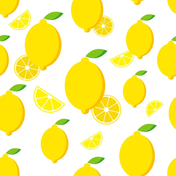 Nahtloses Muster Mit Zitrone Zitronen Auf Weißem Hintergrund Netter Cartoon — Stockvektor