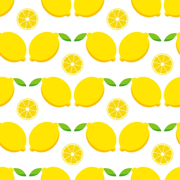Padrão Sem Costura Com Limão Limões Sobre Fundo Branco Bela — Vetor de Stock
