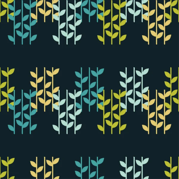 Naadloze Achtergrond Met Decoratieve Bladeren Lijnvoering Hand Broedeieren Krabbel Textuur — Stockvector