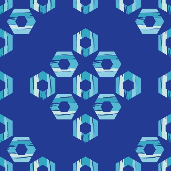 Patrón Geométrico Abstracto Sin Costuras Textura Hexagonal Pinceladas Eclosión Manual — Vector de stock