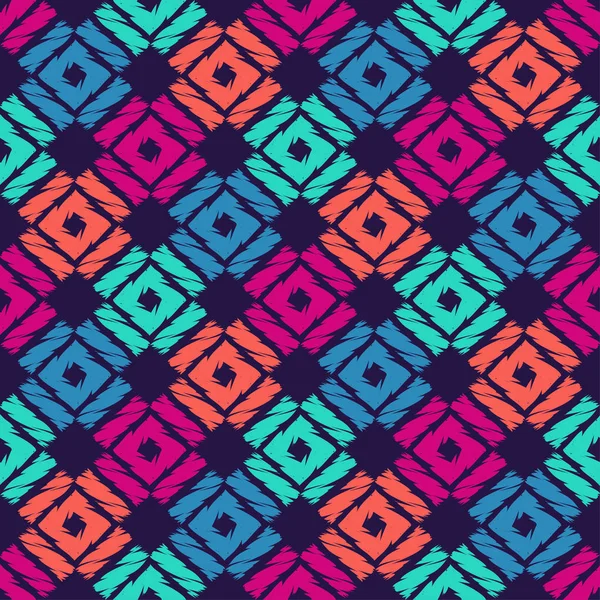 Sömlös Abstrakta Geometriska Mönster Mosaic Konsistens Penseldrag Hand Kläckning Textil — Stock vektor