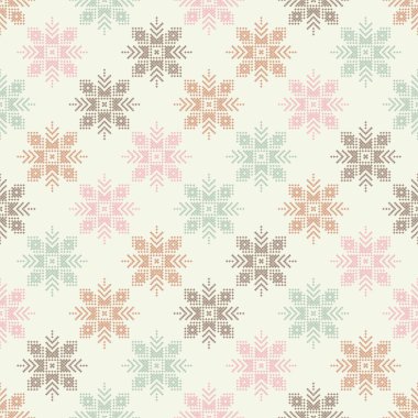 Çapraz dikiş Norveç kar taneleri. Sorunsuz vektör arka plan. Halk motifleri. Kış desen. Tekstil rapport.