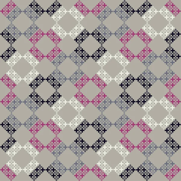 无缝抽象几何图案 马赛克纹理 十字绣 纺织品融洽 — 图库矢量图片