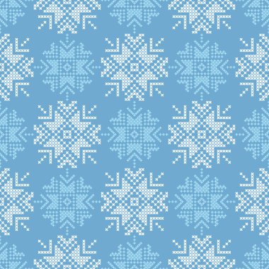 Çapraz dikiş Norveç kar taneleri. Sorunsuz vektör arka plan. Halk motifleri. Kış desen. Tekstil rapport.
