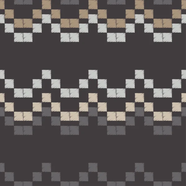 Бесшовный Абстрактный Геометрический Узор Шаблон Пикселей Мозаичная Текстура Ручка Ручной — стоковый вектор