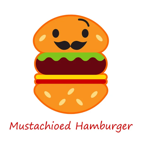 Banner Emotionen Hamburger Netter Cartoon Vektorillustration — Stockvektor