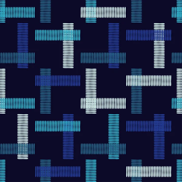 Nahtlose Abstrakte Geometrische Muster Mosaikstruktur Pinselei Hand Schraffur Kritzeltextur Textilbeziehung — Stockvektor