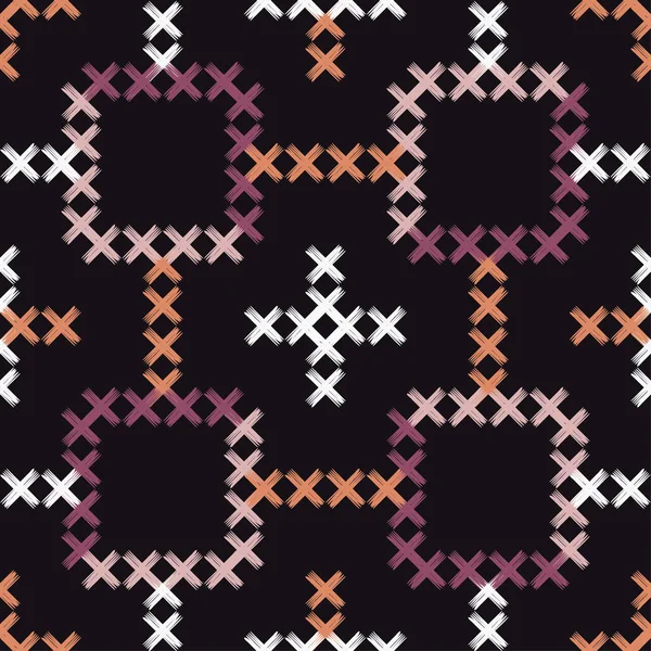 Modèle Géométrique Abstrait Sans Couture Point Croix Texture Mosaïque Brushwork — Image vectorielle
