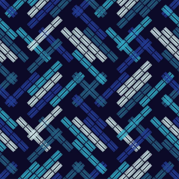 Nahtlose Abstrakte Geometrische Muster Mosaikstruktur Pinselei Hand Schraffur Kritzeltextur Textilbeziehung — Stockvektor