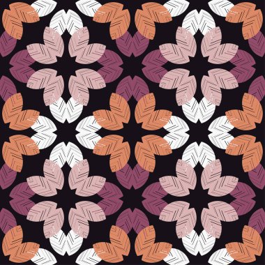 Dekoratif yaprakları ile sorunsuz arka plan. Sonbahar bırakın. Çiçek mozaik. Tekstil rapport.