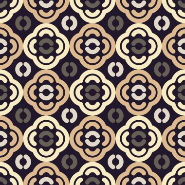 Dikişsiz soyut geometrik desen. Mozaik doku. Yarım daire. Dalga. Tekstil rapport.