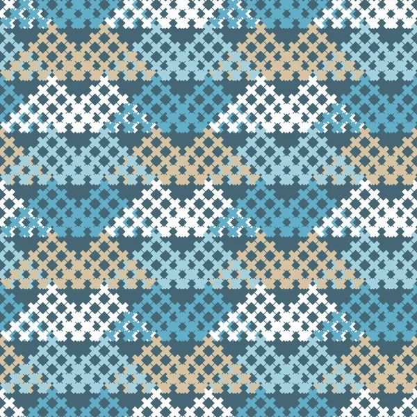 Sömlös Abstrakta Geometriska Mönster Mosaic Konsistens Textur Med Kors Textil — Stock vektor